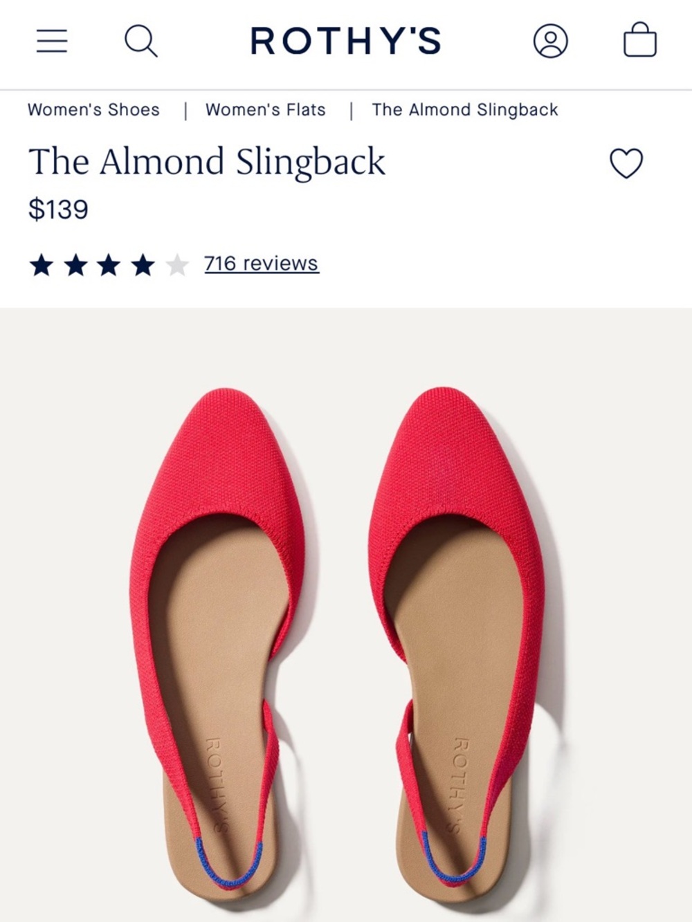 NWOT Rothy's Pink Pointed Slingback Flats with Blue Trim - Picture 8 of 8